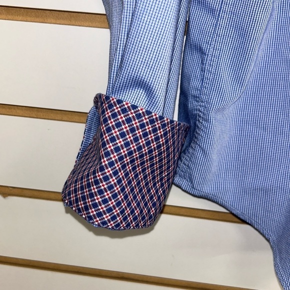 Twillory Untuck(able) Button Down Long Sleeve Shirt Blue/White M-L Flip Cuff EUC - Picture 3 of 10